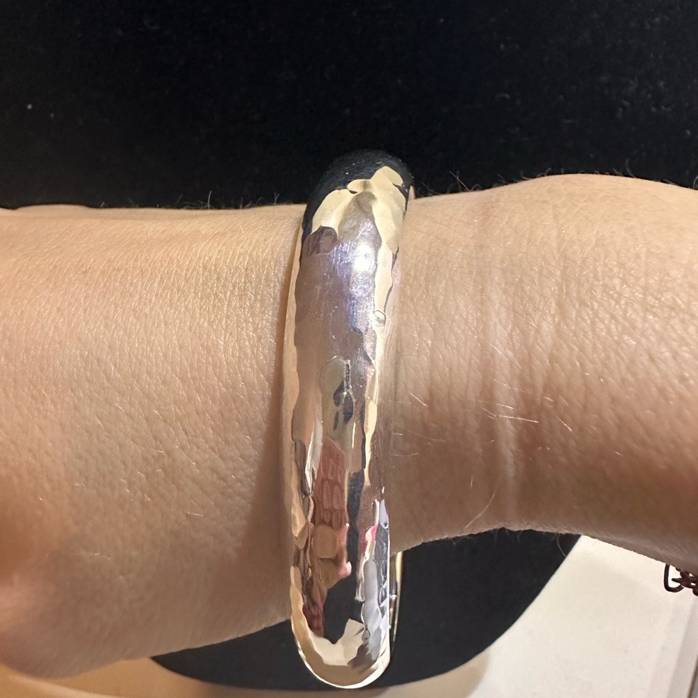 Opulenza Silver Hammered Bangle Bracelet